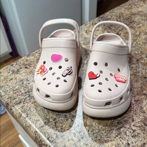 CROCS Kids Light Pink Clogs with Fun Charms
